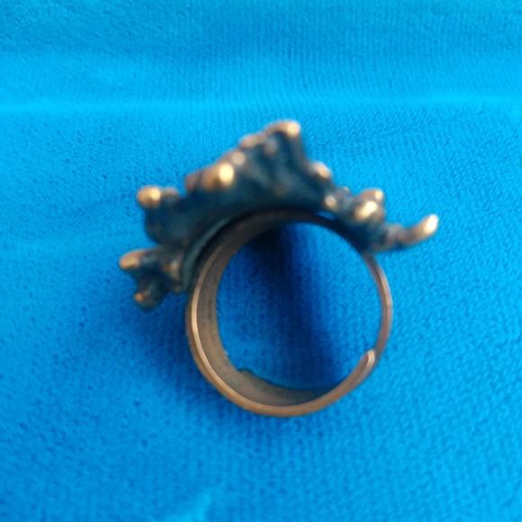 Signed Brutalist Bronze Ring by Artist Pentti Sarpaneva Turun Koru Finland Large - Picture 6 of 8